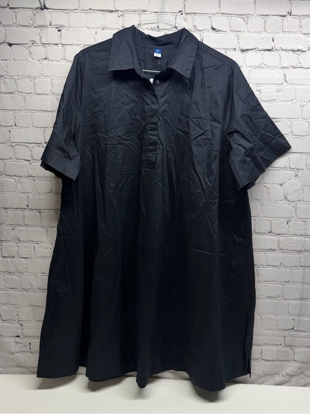 Old Navy Black Short-Sleeve Button-Down Casual Shirt dress Sz XXL TALL NWT